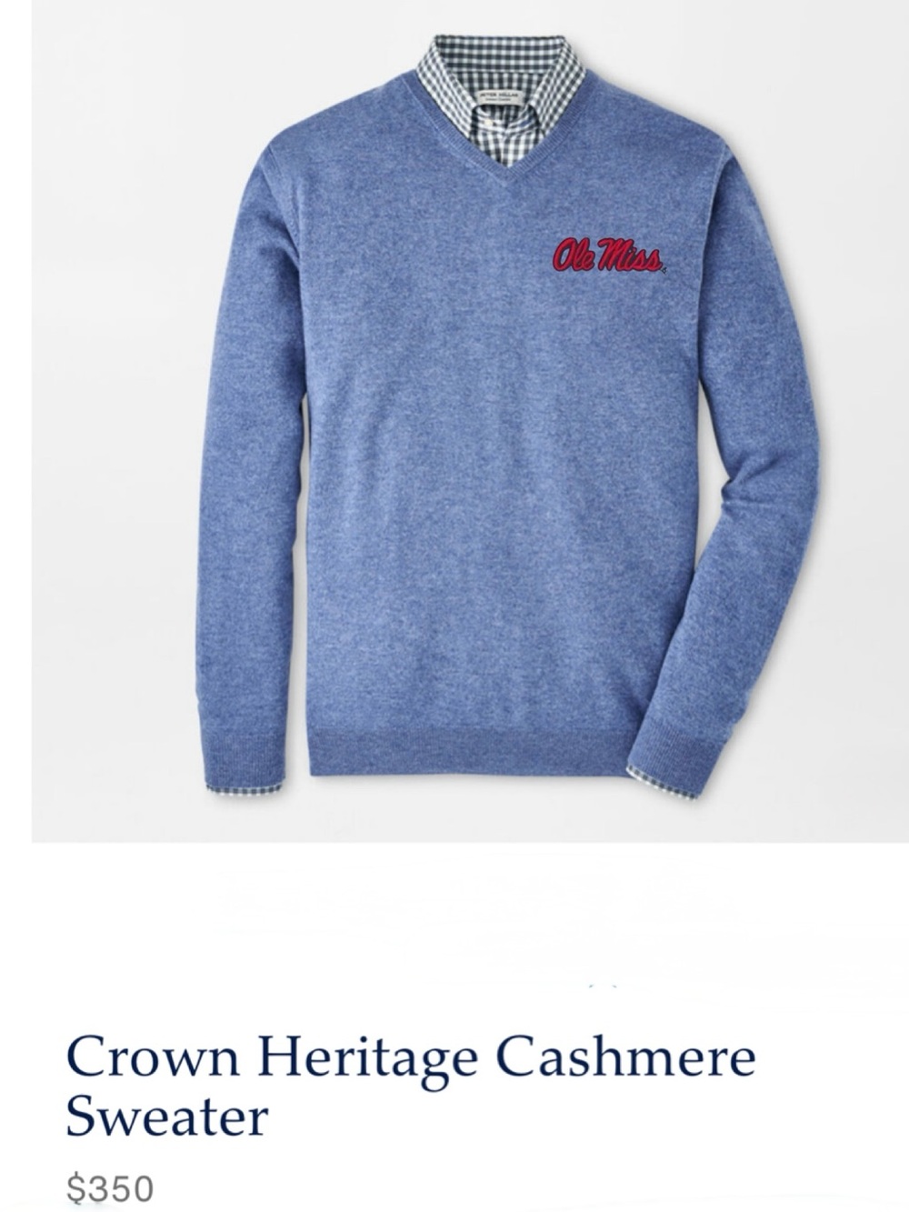PETER MILLAR Ole Miss Crown Heritage Cashmere Sweater